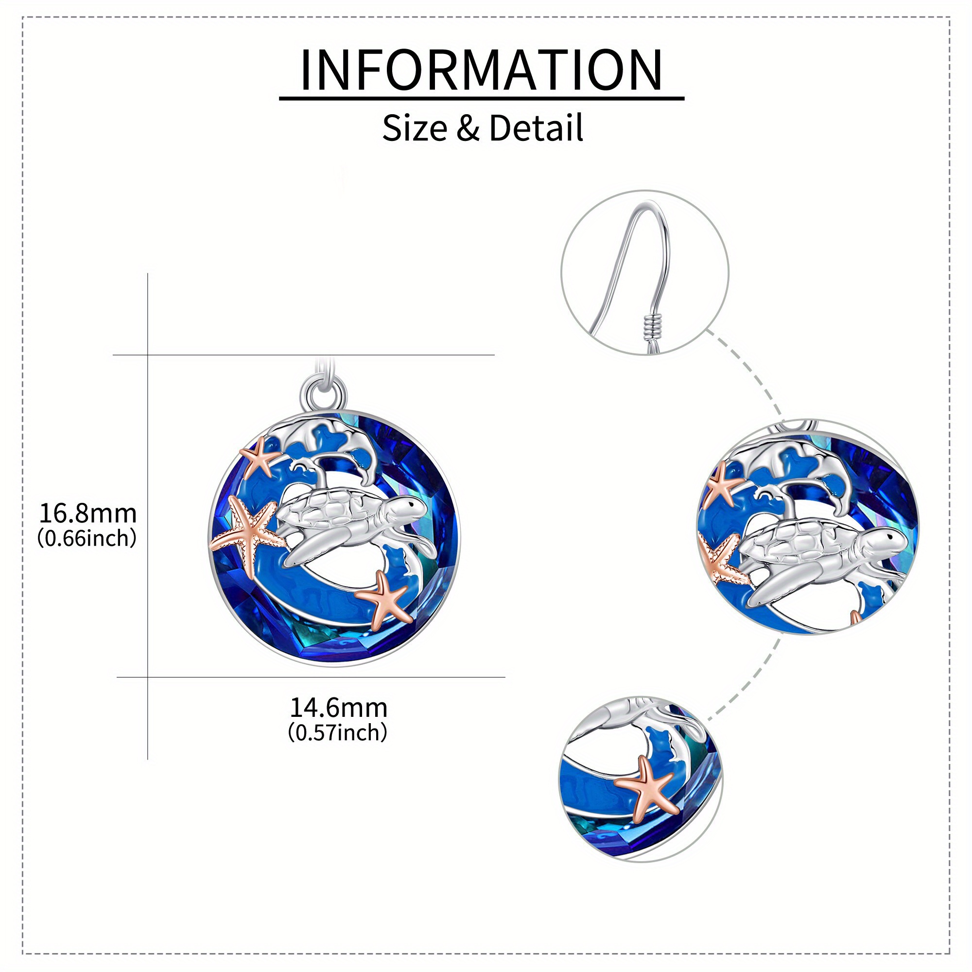 Women's 925 Sterling Silver Sea Turtle Pendant Earrings